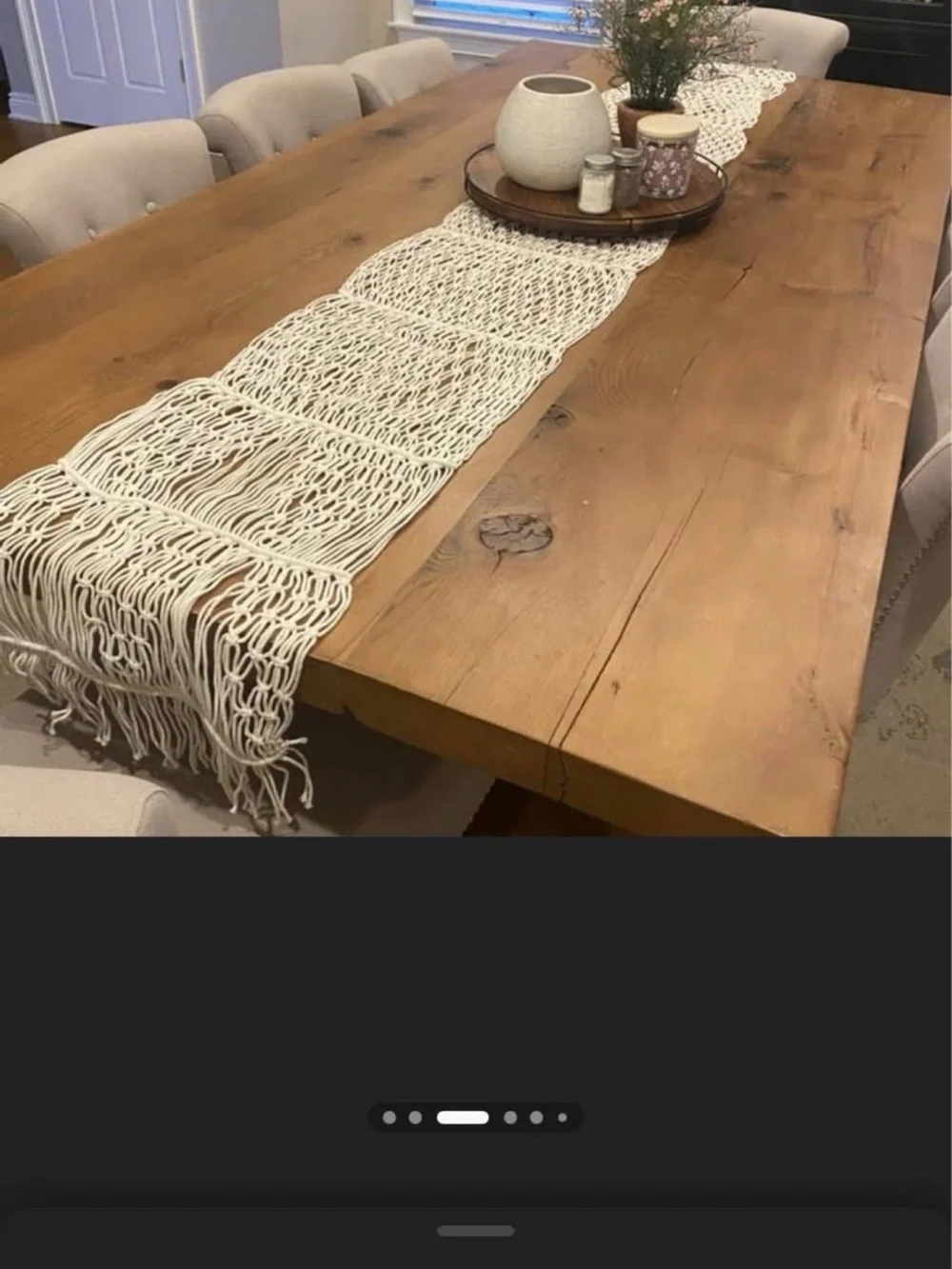 Cotton Macrame Runner White Threshold Geometric Bohemian Tablecloth